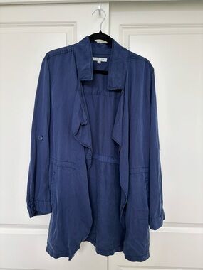 Harper Navy Draped Open-Front Jacket Size L